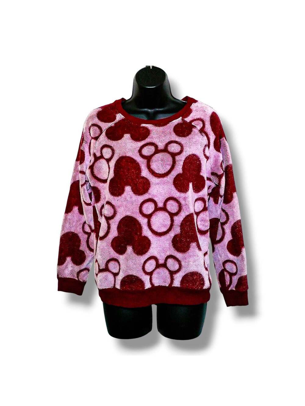 Disney Fleece Sweatshirt Mickey Small Pink Burgundy